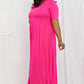 Celeste Sweetheart Full Size Short Sleeve Maxi Dress in Hot Pink