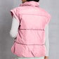 Zip Up Turtleneck Pocketed Vest Coat