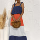 Color Block Tie Shoulder Tiered Sleeveless Dress