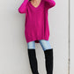 Zenana Sweater Weather Full Size Center Seam Tunic Sweater in Magenta