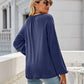 V-Neck Raglan Sleeve Ruched Detail Top