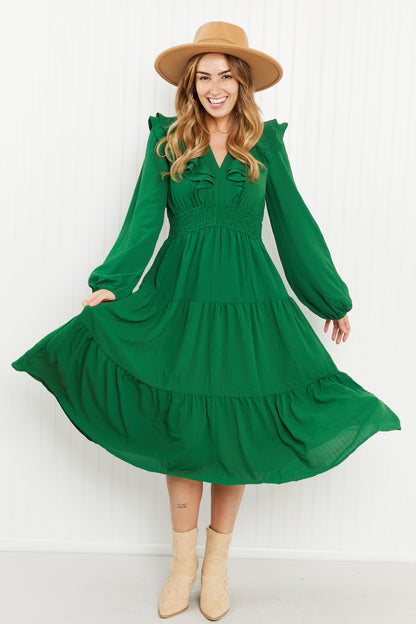 Davi & Dani Rooftop Reservation Full Size Layered Ruffle Midi Dress