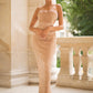 Contrast Sequin Strapless Backless Dress
