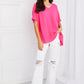 Zenana Full Size Textured V-Neck Tee in Fuchsia