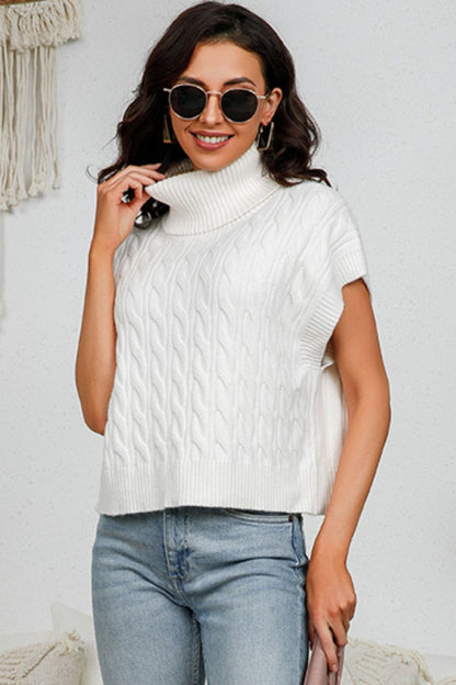 Cable-Knit Turtleneck Vest