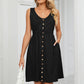 Buttoned V-Neck Sleeveless Mini Dress with Pockets