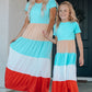 Women Color Block Round Neck Maxi Dress