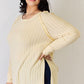 Basic Bae Full Size Ribbed Round Neck Slit T-Shirt