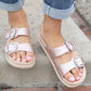 Weeboo Jewel of the Sea Faux Pearl Buckle Slide Sandals