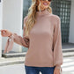 Tie-Cuff Raglan Sleeve Turtleneck Sweater