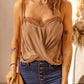 Twist Front Lace Trim Cropped Cami