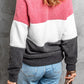 Color Block Round Neck Teddy Sweatshirt