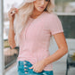 Textured Breast Pocket Buttoned Tee Shirt