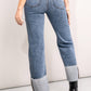 Zenana Distressed Cuffed Pocket Jeans
