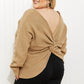CY Fashion Just a Little Twist Full Size Open Back Sweater