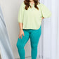 Davi & Dani Full Size Crewneck Button Down Puff Sleeve Blouse