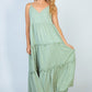 White Birch Golden Age Full Size Sleeveless Foil Tiered Dress