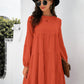 Balloon Sleeve Keyhole Tiered Dress