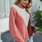 Color Block Rib-Knit Round Neck Knit Pullover