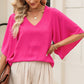 V-Neck Cloak Sleeve Blouse