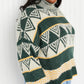 Davi & Dani Cozy Weather Full Size Geometric Fuzzy Turtleneck Sweater in Green