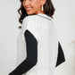 Contrast V-Neck Mixed Knit Top