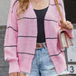 Striped Open Front Cardigan Sweater