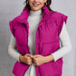 Zip Up Turtleneck Pocketed Vest Coat