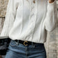 Dropped Shoulder Round Neck Cable-Knit Sweater