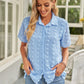 Swiss Dot Collar Short Sleeve Shirt