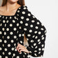 CY Fashion Polka Dot Party Full Size Bell Sleeve Blouse