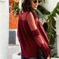 Tied Spliced Mesh Bubble Sleeve Blouse