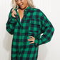 Davi & Dani Peace Sign Full Size Plaid Embroidered Patch Shacket