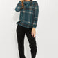 CY Fashion Full Size Plaid Side Slit Button Detail Top