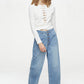 Button-Fly Wide Leg Jeans