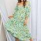 Davi & Dani Floral Frill Trim Square Neck Midi Dress