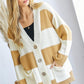 Davi & Dani Full Size Striped Button-Up Drop Shoulder Pocket Cardigan