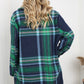 Davi & Dani Full Size Plaid Fringe Trim Pocket Coat