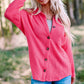 Waffle-Knit Button-Up Shirt Jacket