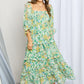 Davi & Dani Floral Frill Trim Square Neck Midi Dress