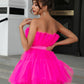 Tulle Ruffle Hem Bow Detail Mini Dress