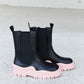 Weeboo Two-Tone Faux Leather Booties in Pink