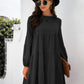 Balloon Sleeve Keyhole Tiered Dress