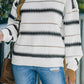 Striped Drop Shoulder Ribbed Cuff Sweater