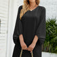 Textured Balloon Sleeve V-Neck Dress