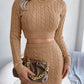 Cable-Knit Cropped Sweater and Knit Skirt Set