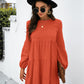 Balloon Sleeve Keyhole Tiered Dress