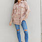 Davi & Dani Full Size Plaid Curved Raw Hem Shacket