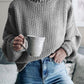 Dropped Shoulder Rolled Hem Sweater