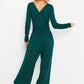 White Birch Lost in Your Eyes Full Size Wide-Leg Jumpsuit in Hunter Green
